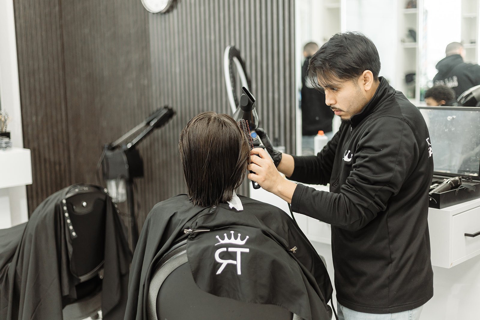 Detail shot of styling cream application