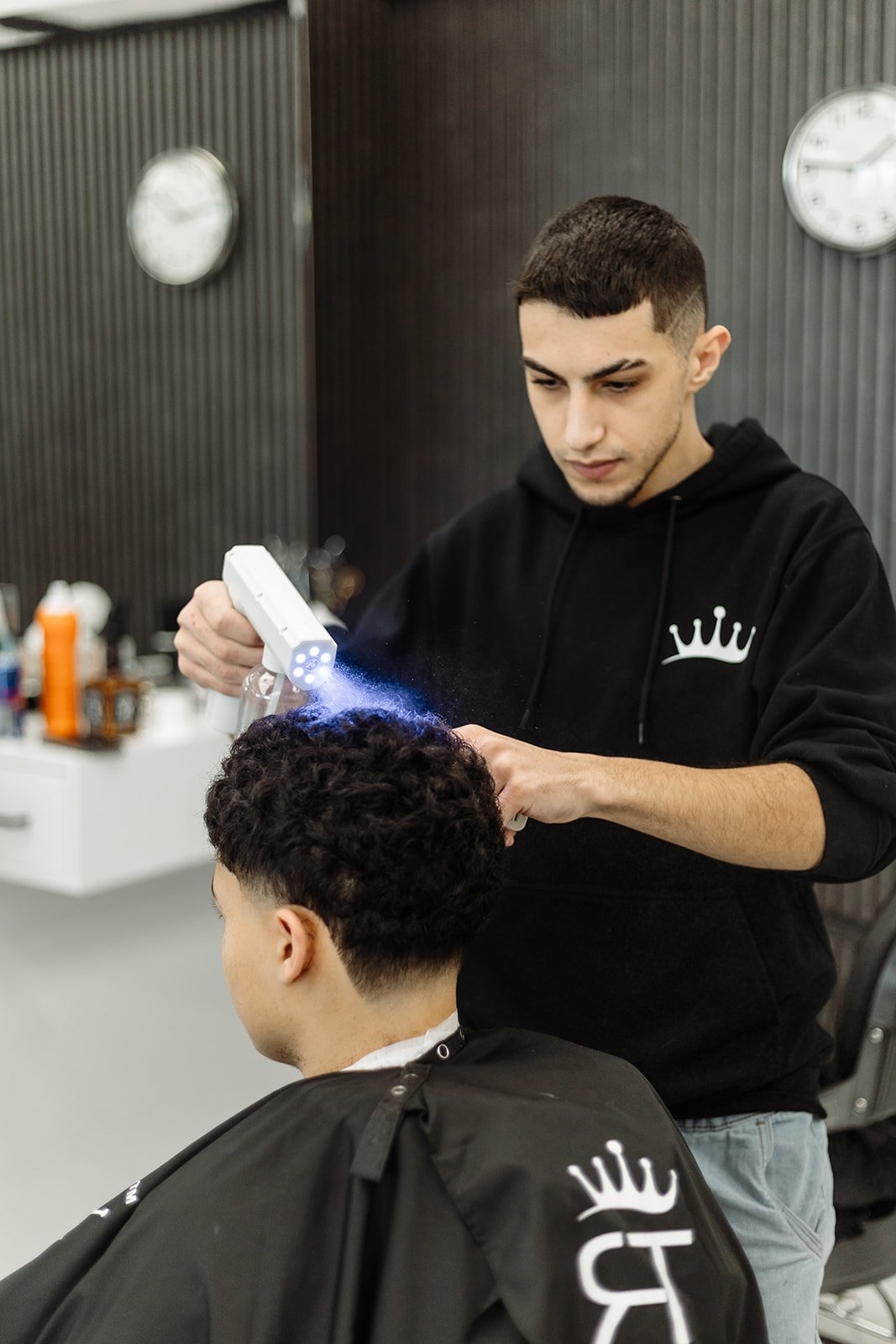 Barber preparing fresh neck strip